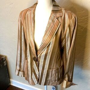 Lafayette 148 New York Brown and White Striped Blazer